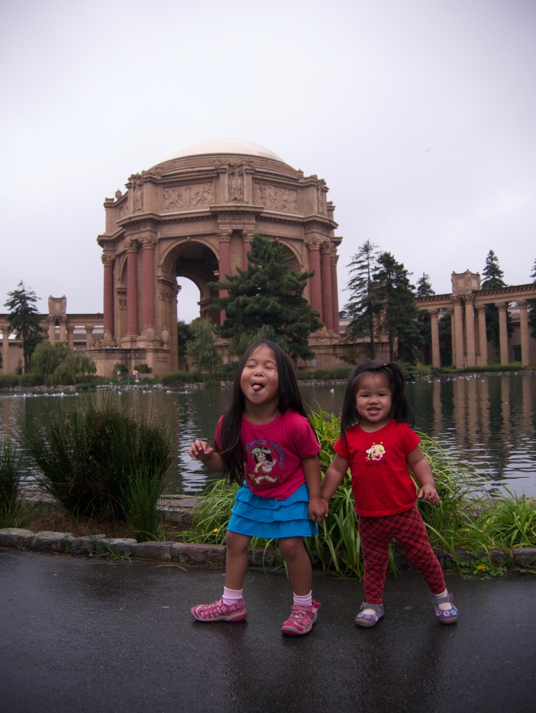 Mia and Graecyn at the Palace of Fine Arts. Photo taken by Farrah using the iPhone 5S